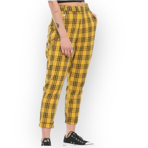Hot Topic Yellow Plaid Pants With Detachable Chain - Picture 3 of 12